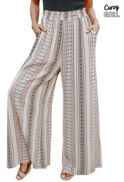 Picture of CURVY GIRL  GEOMETRIC PRINT TROUSERS